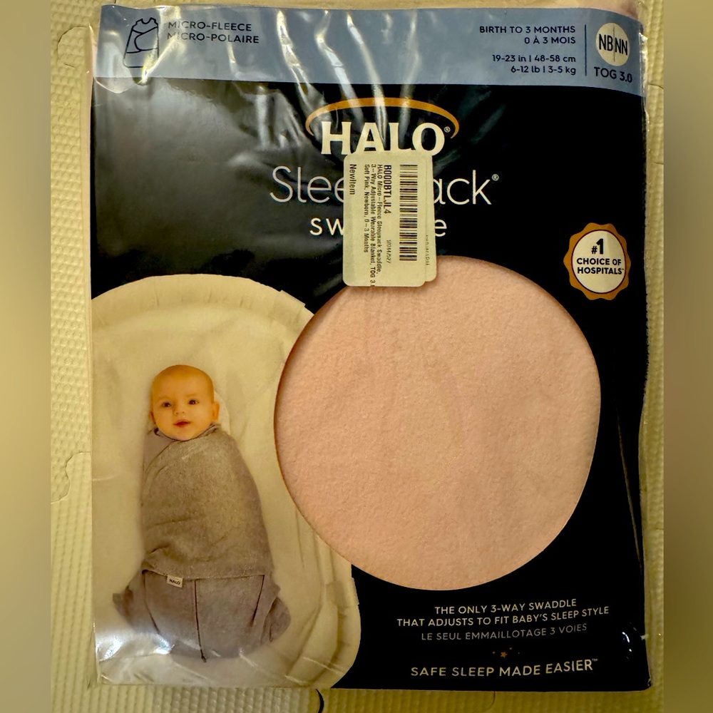 HALO Sleepsack Swaddle, Microfkeece, NB, Pink